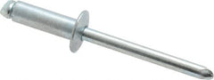 RivetKing - Size 66 Dome Head Steel Open End Blind Rivet - Steel Mandrel, 0.251" to 3/8" Grip, 3/8" Head Diam, 0.192" to 0.196" Hole Diam, 0.575" Length Under Head, 3/16" Body Diam - Strong Tooling