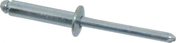 RivetKing - Size 610 Dome Head Steel Open End Blind Rivet - Steel Mandrel, 0.501" to 5/8" Grip, 3/8" Head Diam, 0.192" to 0.196" Hole Diam, 0.825" Length Under Head, 3/16" Body Diam - Strong Tooling