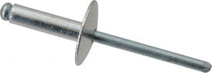 RivetKing - Size 68 Large Flange Dome Head Aluminum Open End Blind Rivet - Steel Mandrel, 0.376" to 1/2" Grip, 5/8" Head Diam, 0.192" to 0.196" Hole Diam, 0.7" Length Under Head, 3/16" Body Diam - Strong Tooling