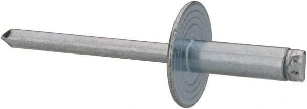 RivetKing - Size 66 Large Flange Dome Head Steel Open End Blind Rivet - Steel Mandrel, 0.251" to 3/8" Grip, 5/8" Head Diam, 0.192" to 0.196" Hole Diam, 0.575" Length Under Head, 3/16" Body Diam - Strong Tooling