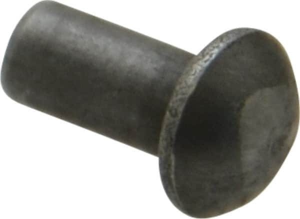 RivetKing - 3/16" Body Diam, Round Uncoated Steel Solid Rivet - 3/8" Length Under Head - Strong Tooling