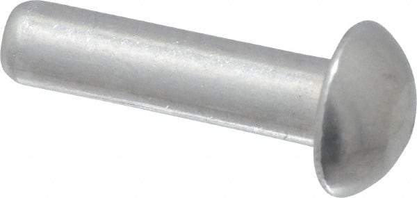 RivetKing - 1/8" Body Diam, Round Uncoated Aluminum Solid Rivet - 1/2" Length Under Head, Grade 1100F - Strong Tooling