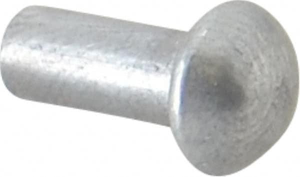 RivetKing - 5/32" Body Diam, Round Uncoated Aluminum Solid Rivet - 3/8" Length Under Head, Grade 1100F - Strong Tooling