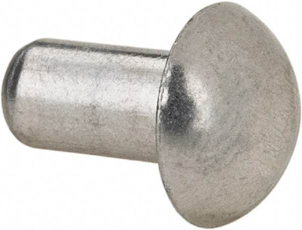 RivetKing - 3/16" Body Diam, Round Uncoated Aluminum Solid Rivet - 3/8" Length Under Head, Grade 1100F - Strong Tooling