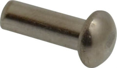 RivetKing - 1/8" Body Diam, Round Uncoated Stainless Steel Solid Rivet - 3/8" Length Under Head, Grade 18-8 - Strong Tooling