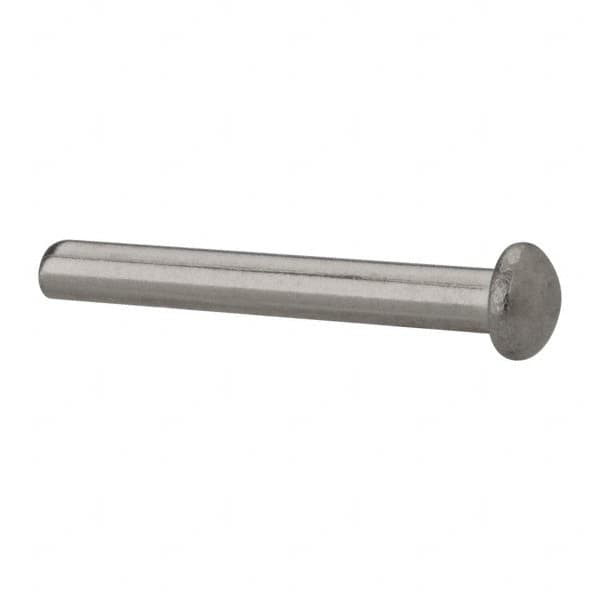 RivetKing - 1/8" Body Diam, Round Uncoated Stainless Steel Solid Rivet - 1" Length Under Head, Grade 18-8 - Strong Tooling