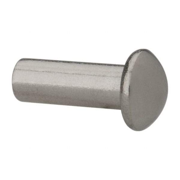 RivetKing - 3/16" Body Diam, Round Uncoated Stainless Steel Solid Rivet - 1/2" Length Under Head, Grade 18-8 - Strong Tooling