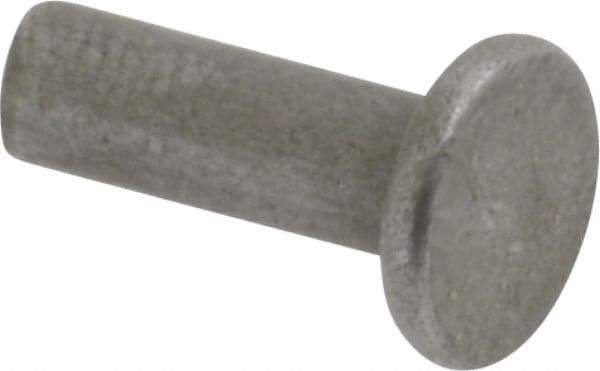 RivetKing - 1/8" Body Diam, Flat Uncoated Steel Solid Rivet - 3/8" Length Under Head - Strong Tooling