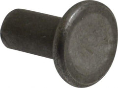 RivetKing - 3/16" Body Diam, Flat Uncoated Steel Solid Rivet - 3/8" Length Under Head - Strong Tooling