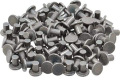 RivetKing - 1/4" Body Diam, Flat Steel Solid Rivet - 3/8" Length Under Head - Strong Tooling