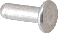 RivetKing - 1/8" Body Diam, Flat Uncoated Aluminum Solid Rivet - 3/8" Length Under Head, Grade 1100F - Strong Tooling