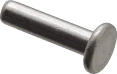 RivetKing - 1/8" Body Diam, Flat Uncoated Aluminum Solid Rivet - 1/2" Length Under Head, Grade 1100F - Strong Tooling