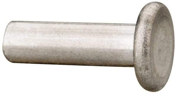 RivetKing - 3/16" Body Diam, Flat Uncoated Aluminum Solid Rivet - 5/8" Length Under Head, Grade 1100F - Strong Tooling