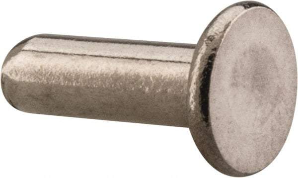 RivetKing - 1/8" Body Diam, Flat Uncoated Stainless Steel Solid Rivet - 3/8" Length Under Head, Grade 18-8 - Strong Tooling