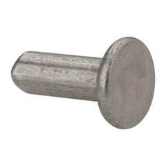 RivetKing - 3/16" Body Diam, Flat Uncoated Stainless Steel Solid Rivet - 1/2" Length Under Head, Grade 18-8 - Strong Tooling