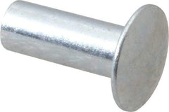 RivetKing - 0.134 to 0.141" Hole Diam, Round Head, Zinc Plated Steel, Semi Tubular Rivet - 3/8 Head Diam, 1/2" Length Under Head, 3/16 Body Diam - Strong Tooling