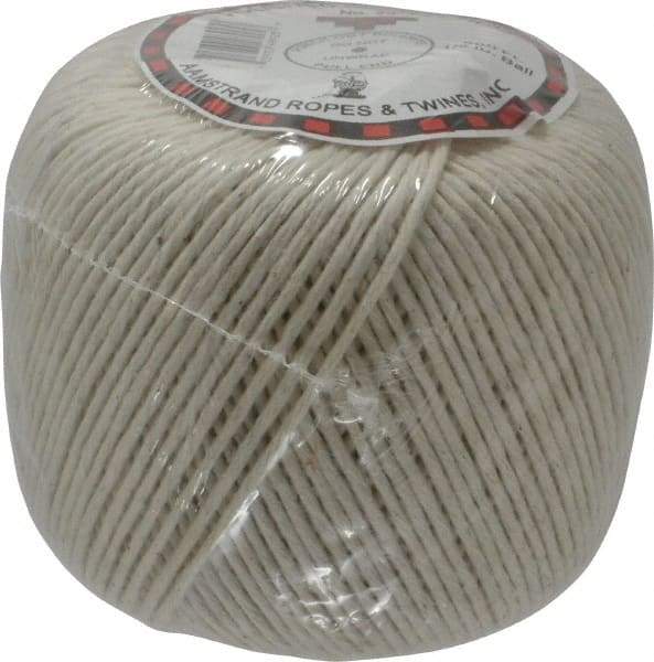 Made in USA - 0.058 Inch Diameter, Cotton Twine Ball - 45 Lbs. Breaking Strength, White, 1,190 Ft. per Lb. - Strong Tooling