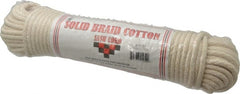 Made in USA - 100' Max Length Cotton Solid Braided Cotton Cord with Reinforced Core - Strong Tooling