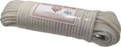 Made in USA - 100' Max Length Cotton Solid Braided Cotton Cord with Reinforced Core - 3/8" Diam, 925 Lb Capacity - Strong Tooling