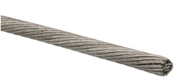 Value Collection - 1/8" Diam, Aircraft Cable Wire - 2,100 Lb Breaking Strength, 1 x 19 Single Strand - Strong Tooling