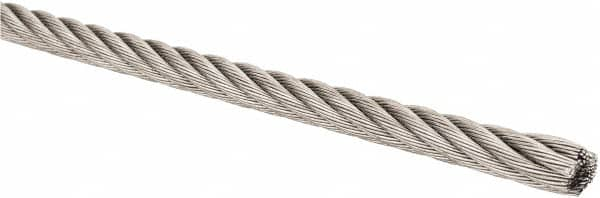 Lift-All - 5/32" Diam, Stainless Steel Wire Rope - 2,400 Lb Breaking Strength, Material Grade 304, 7 x 19 Strand Core - Strong Tooling