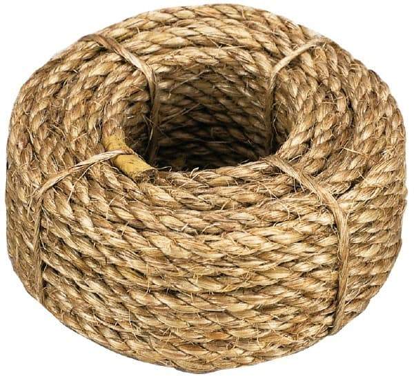 Value Collection - 100' Max Length Manila Rope - 1/4" Diam, 67 Lb Capacity - Strong Tooling