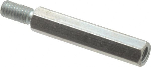 #4-40, 3.1869″ OAL, 1/4″ Across Flats, Steel Male/Female Hex Circuit Board Standoff Fully Threaded, 3″ Body Length, 3/16″ Thread Length, 1/4″ Thread Depth, Grade 12L14, Zinc-Plated