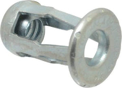 Au-Ve-Co Products - #10-24 UNC Thread, Zinc Plated, Steel, Screwdriver Installed Rivet Nut - 1/64 to 3/16" Grip, 17/32" Flange Diam, 0.716" Long - Strong Tooling