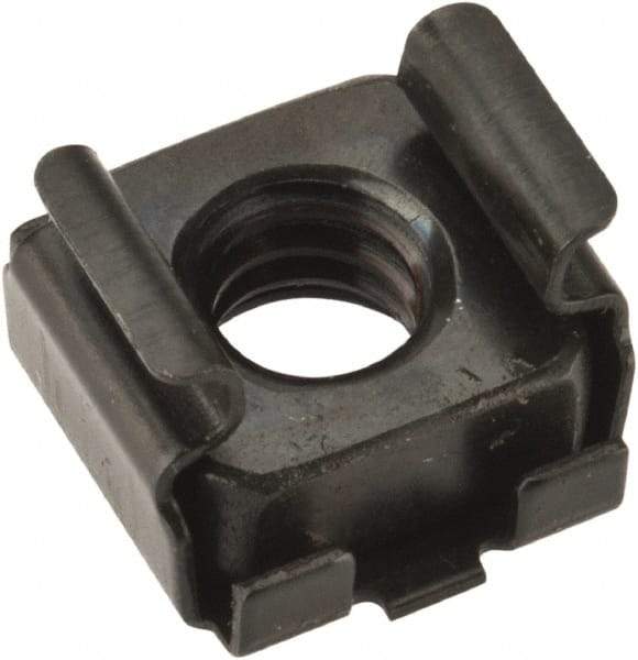 Value Collection - 1/4-20 Screw, 0.064 to 0.105" Thick, Spring Steel Cage Nut - 3/8" Center Edge, Black Phosphate Finish - Strong Tooling