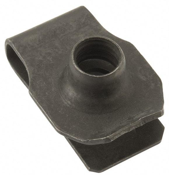 Au-Ve-Co Products - 3/8-16 Screw, 0.05 to 0.2" Thick, Spring Steel Extruded Tapped Hole U Nut - 3/4" Center Edge, Black Phosphate Finish - Strong Tooling