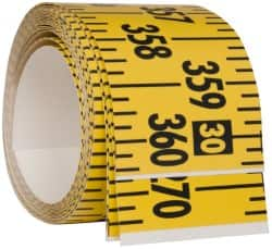 Made in USA - 30 Ft. Long x 3 Inch Wide, 1/4 Inch Graduation, Yellow, Mylar Adhesive Tape Measure - Reads Left to Right, Horizontal Scale - Strong Tooling