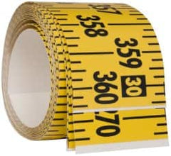 Made in USA - 30 Ft. Long x 3 Inch Wide, 1/4 Inch Graduation, Yellow, Mylar Adhesive Tape Measure - Reads Left to Right, Horizontal Scale - Strong Tooling