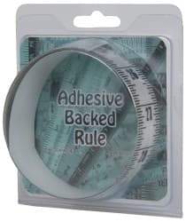 Made in USA - 6 Ft. Long x 1-1/4 Inch Wide, 1/16 Inch Graduation, Clear, Mylar Adhesive Tape Measure - Reads Top to Bottom, Vertical Rules - Strong Tooling