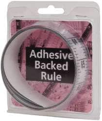 Made in USA - 6 Ft. Long x 1-1/4 Inch Wide, 1/16 Inch Graduation, Silver, Mylar Adhesive Tape Measure - Reads Top to Bottom, Vertical Rules - Strong Tooling