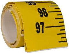 Made in USA - 12 Ft. Long x 3 Inch Wide, 1/4 Inch Graduation, Yellow, Mylar Adhesive Tape Measure - Reads Bottom to Top, Vertical Rules - Strong Tooling