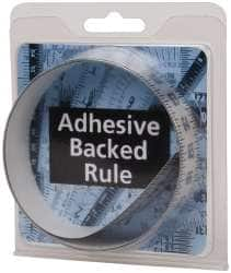 Made in USA - 3 Ft. Long x 1 Inch Wide, 1/8 Inch Graduation, Silver, Mylar Adhesive Tape Measure - Reads Right to Left, Vertical-Half Scale - Strong Tooling