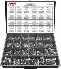 Value Collection - 375 Piece Stainless Steel Hex Head Cap Screws - 1/4-20 to 5/8-11 Thread, 18-8 - Strong Tooling