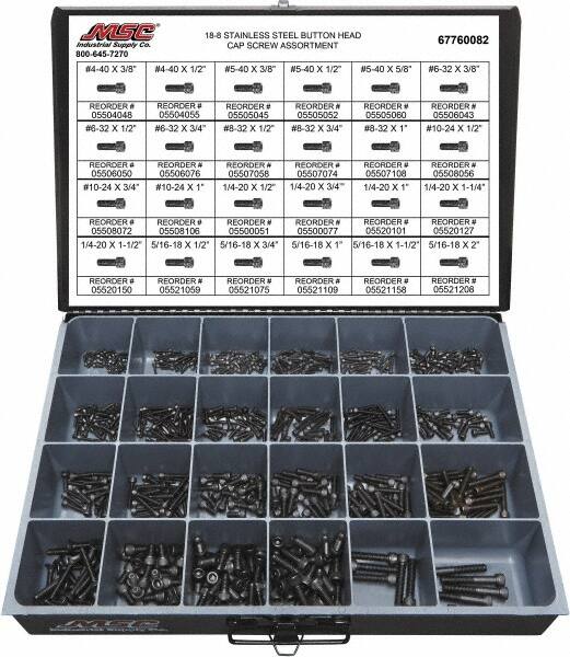 Value Collection - 690 Piece Alloy Steel Socket Head Cap Screws - #4-40 to 5/16-18 Thread - Strong Tooling