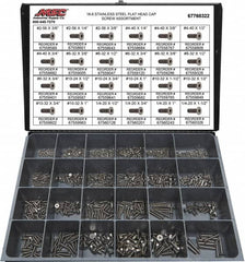 Value Collection - 1,095 Piece Stainless Steel Flat Head Cap Screws - #2-56 to 1/4-20 Thread, 18-8 - Strong Tooling