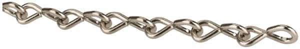 Made in USA - 0.034" Diam Steel Single Jack Chain - 3 Lb Load Limit, #20, Nickel Plated Finish - Strong Tooling