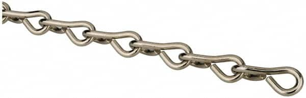 Made in USA - 0.105" Diam Steel Single Jack Chain - 29 Lb Load Limit, #12, Nickel Plated Finish - Strong Tooling