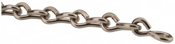 Made in USA - 0.192" Diam Steel Single Jack Chain - 88 Lb Load Limit, #6, Nickel Plated Finish - Strong Tooling