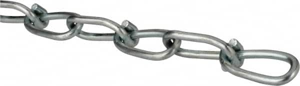 Campbell - 0.148" Diam Steel Double Loop Chain - 305 Lb Load Limit, #3/0, Zinc Plated Finish, 2.17" Inside Length - Strong Tooling