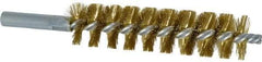 Schaefer Brush - 4" Brush Length, 1" Diam, Double Stem, Single Spiral Tube Brush - 6-1/4" Long, Brass, 12-24 Female Connection - Strong Tooling