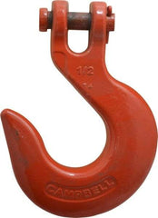 Campbell - 1/2 Inch Chain Diameter, Grade 80 Clevis Hook - 13,000 Lbs. Load Capacity, 5/08 Inch Inside Diameter, 9/16 Inch Pin Diameter, 1-3/4 Inch Hook Throat - Strong Tooling