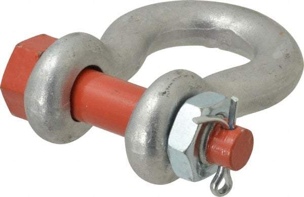 Campbell - 3/4" Nominal Chain Size, 7 Ton Alloy Steel Bolt Anchor Shackle - 3/4" Diam, 7/8" Pin Diam, 2-13/16" High x 1-1/4" Wide Inside Jaw, 1-13/16" Inside Width, 1-3/4" Max Body Thickness - Strong Tooling