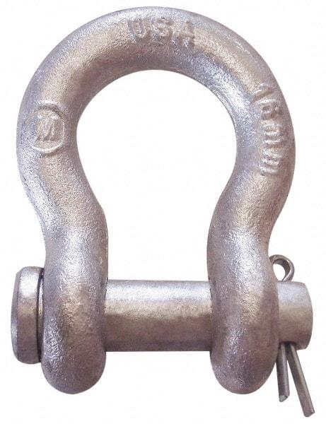 CM - 5/8" Nominal Chain Size, 3 Ton Carbon Steel Loose Anchor Shackle - 5/8" Diam, 3/4" Pin Diam, 2-7/16" High x 1-1/16" Wide Inside Jaw, 1-9/16" Inside Width, 1-7/16" Max Body Thickness - Strong Tooling