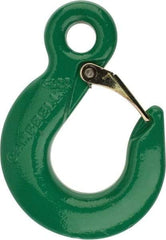 Campbell - 8,800 Lb Capacity, Chain Grade 100, Alloy Steel Eye Hook - 1.62" Hook Throat, 4.41" Reach, 0.81" Eye ID, 3/8" Chain Diam, 6-1/4" OAL - Strong Tooling