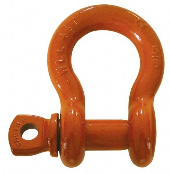 CM - 2" Nominal Chain Size, 43 Ton Alloy Steel Screw Anchor Shackle - 2" Diam, 2-1/4" Pin Diam, 7-3/4" High x 3-1/4" Wide Inside Jaw, 5-3/4" Inside Width, 4-7/8" Max Body Thickness - Strong Tooling