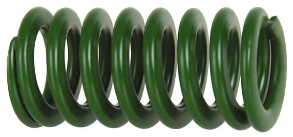 Associated Spring Raymond - 25mm Hole Diam, 12.5mm Rod Diam, 4" Free Length, Green Die Spring - 865.1 N Max Deflection, 41mm Max Deflection, Light Duty, Chromium Alloy Steel - Strong Tooling